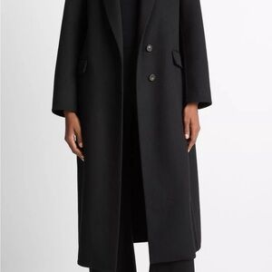 Vince Black Wool-Blend Single-Breasted Coat